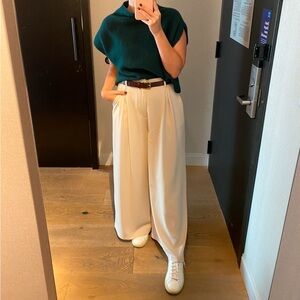 Flowy Wide Leg Cream Trousers